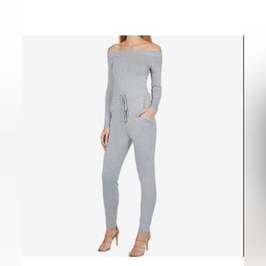 Bebe knit off shoulder jumpsuit